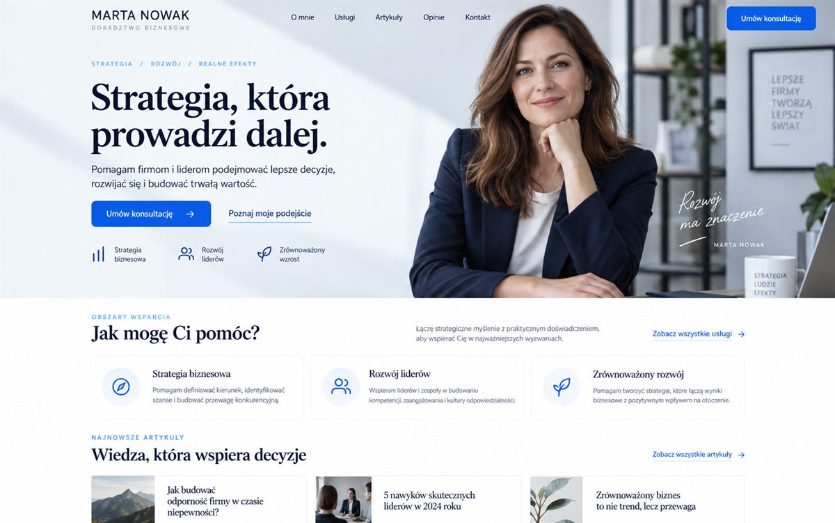 Podgląd strony marki osobistej Marty Nowak